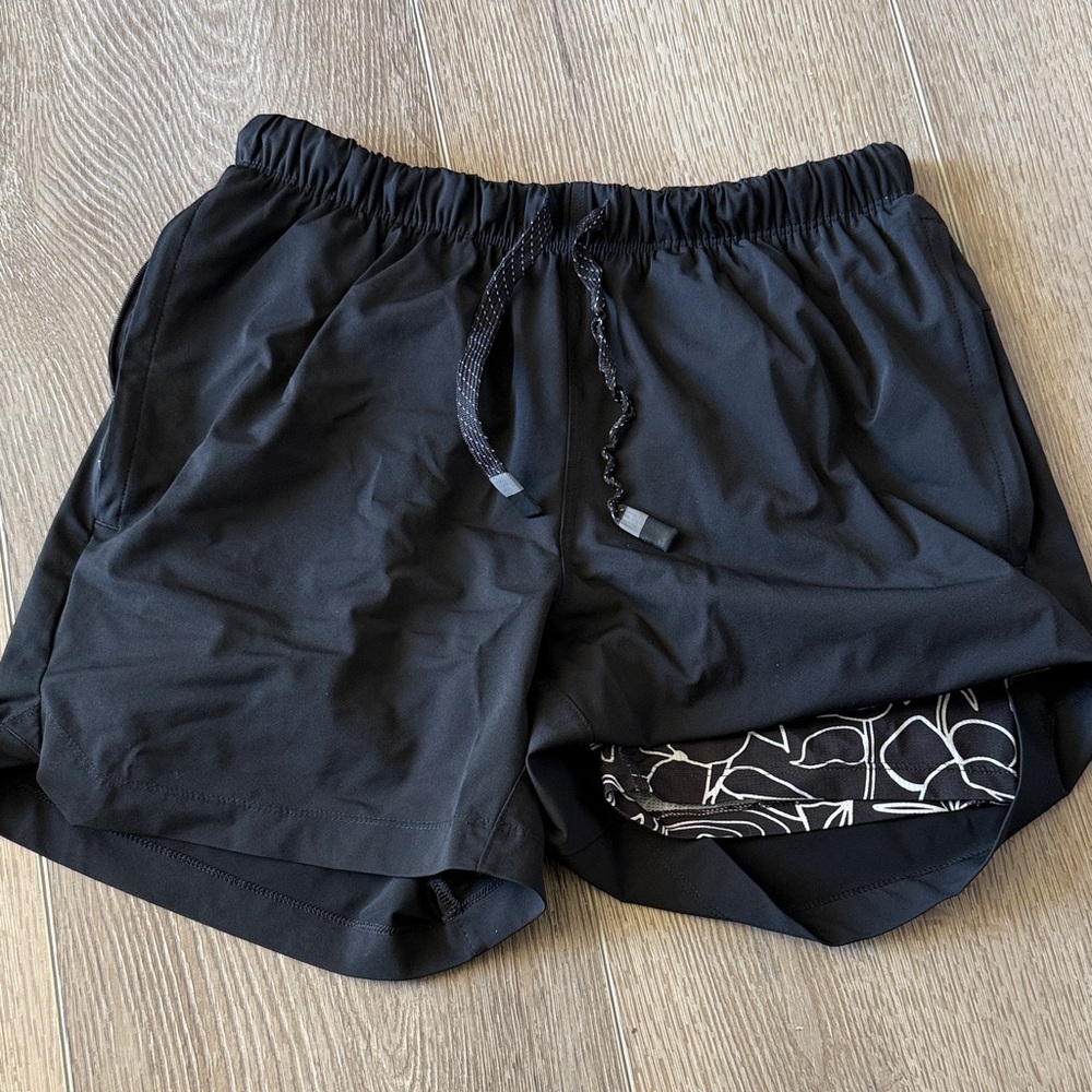 Fabletics Men's Athletic Lined Shorts Trio - Blue, Black, Beige - Picture 3 of 15